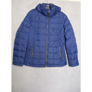 METAPHOR Coat Women's L Blue Puffer Down Jacket Detachable Hood Quilted